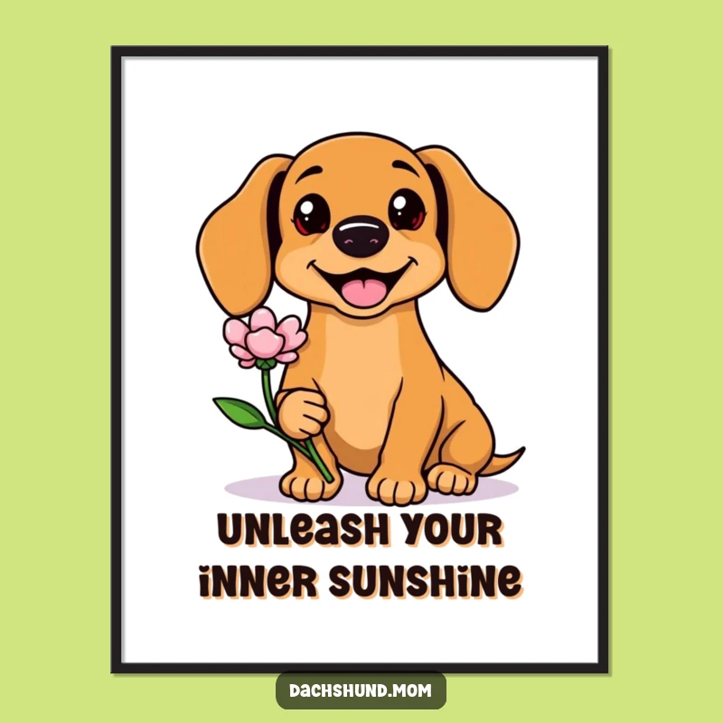 Free Printable Kawaii Dachshund Art: Funny Dog Wall Decor Downloadable Gift