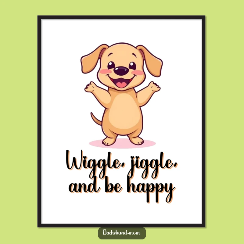 Free Printable Kawaii Dachshund Dance Art - Playful Downloadable Wall Decor