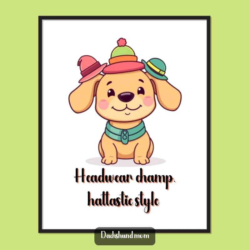Free Printable Wall Art: Funny Dachshund Hat Balance Decor to Amuse Dog Lovers