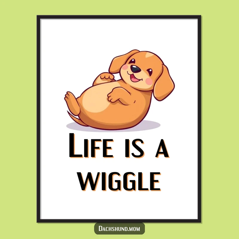 Free Printable Wall Art: Funny Kawaii Dachshund Rolling, Hilarious Downloadable Decor!