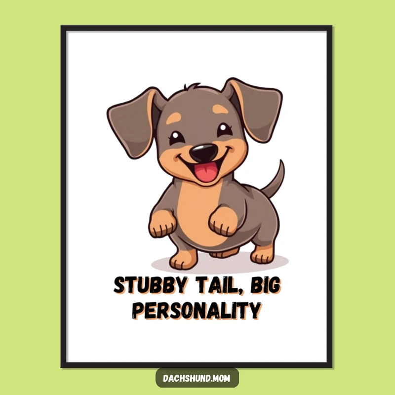 Free Printable Wall Art: Joyful Kawaii Dachshund's Stubby Tail Wiggle