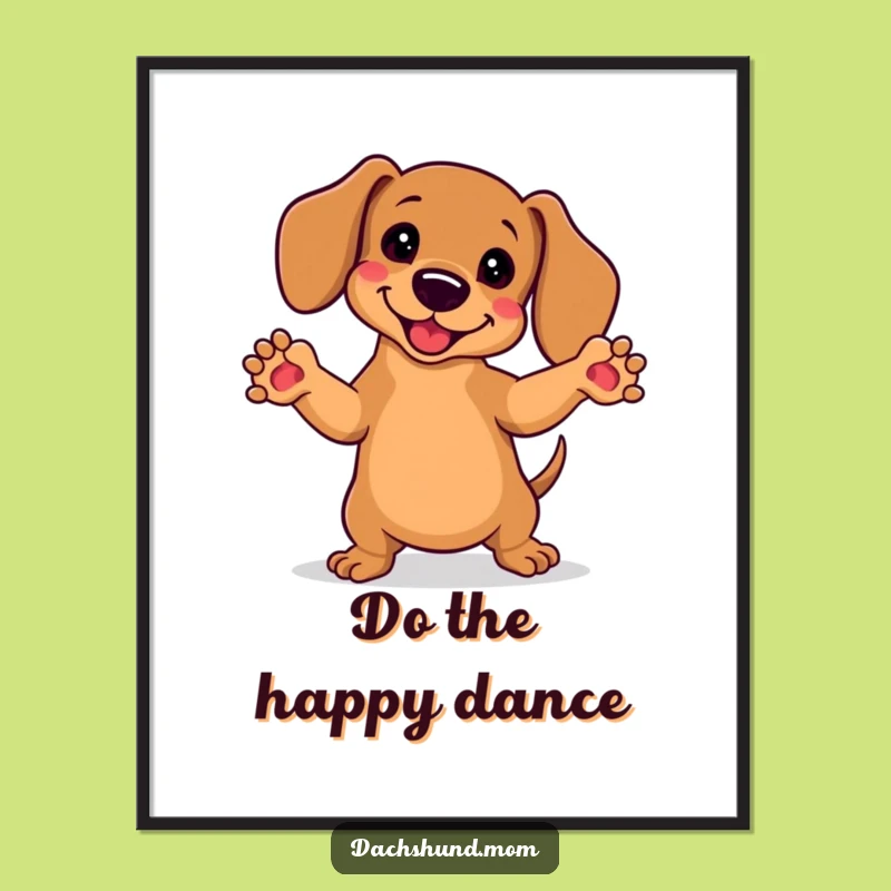 Free Printable Wall Art: Kawaii Dachshund Dance Fever Downloadable Decor