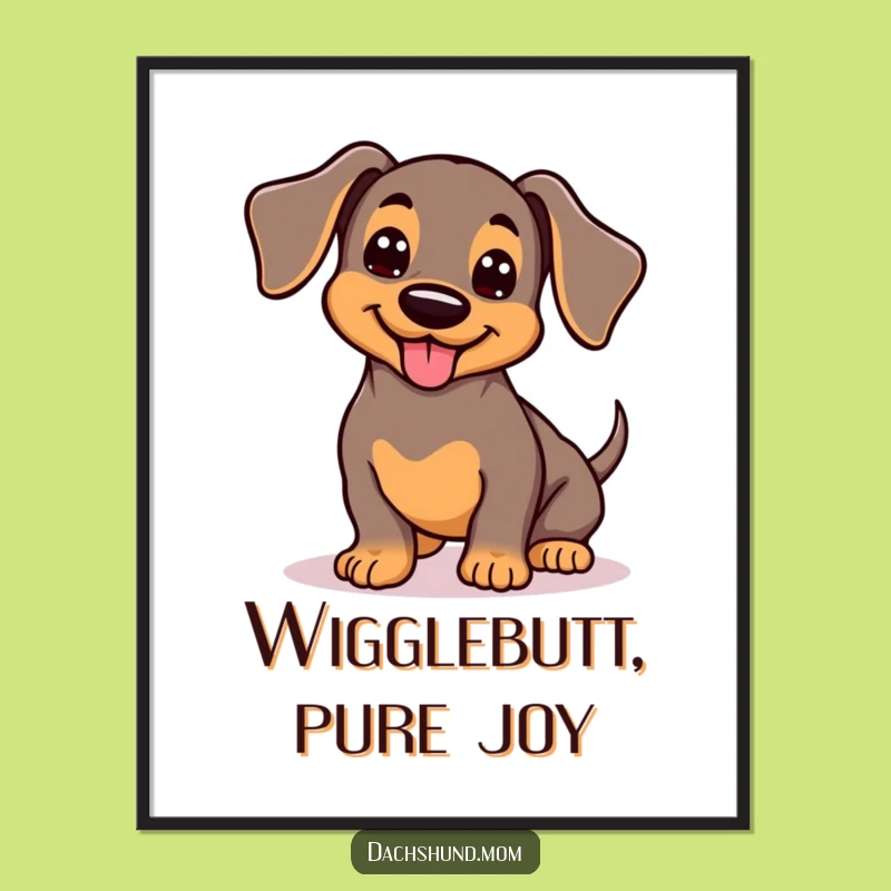 Free Printable Wall Art: Kawaii Dachshund Dog, Funny Wiggle Tail Downloadable Poster
