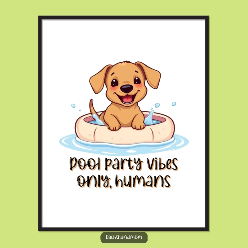 Funny Free Printable Dachshund Wall Art: Downloadable Art of a Splashy Pup
