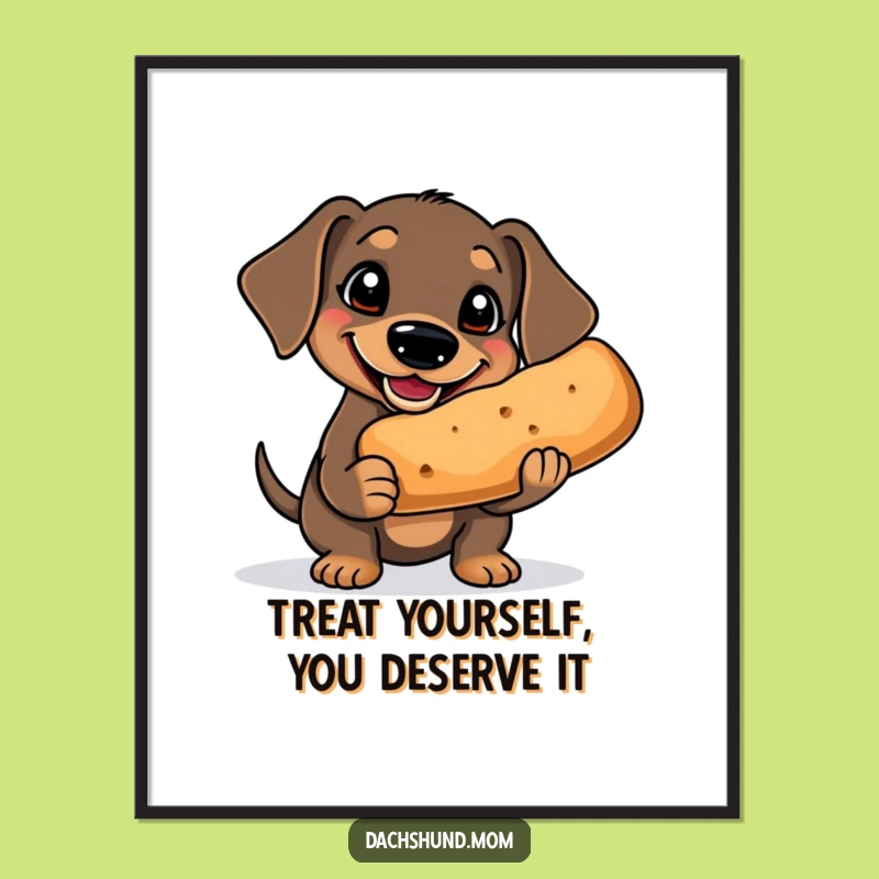 Funny Free Printable Kawaii Dachshund Treat Art: Big Smile Downloadable Decor