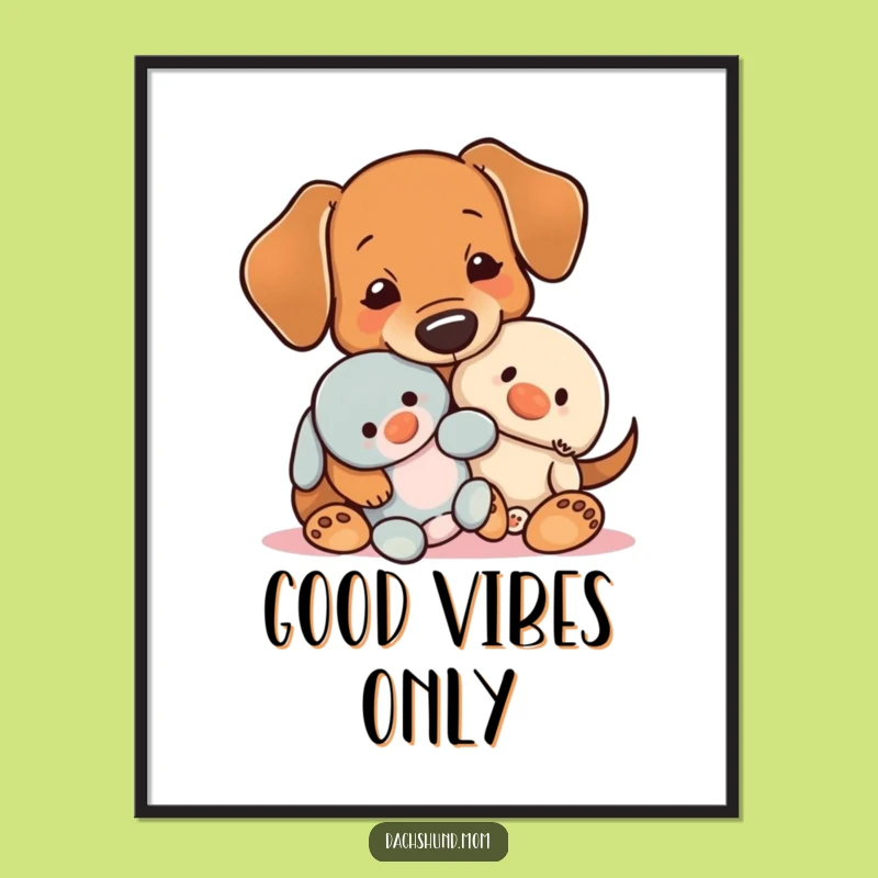 Free Printable Wall Art: Dachshund & Plush, Cozy Downloadable Decor!