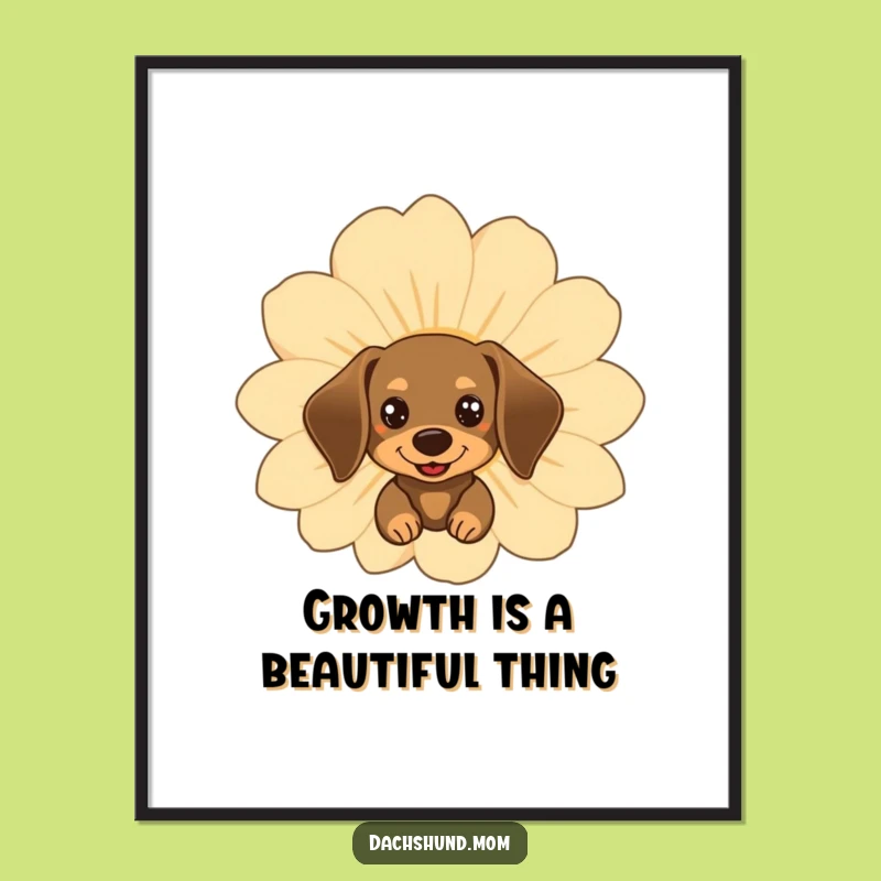 Free Printable Wall Art: Dachshund Flower Peek, Funny Downloadable Art for Home