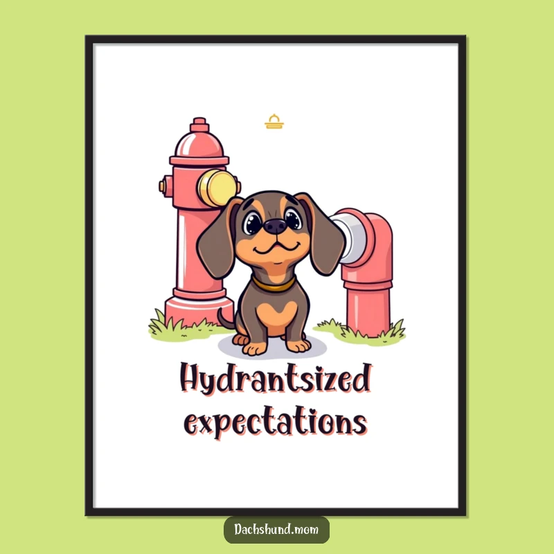 Free Printable Wall Art: Comical Dachshund Fire Hydrant, Funny Dog Downloadable Decor