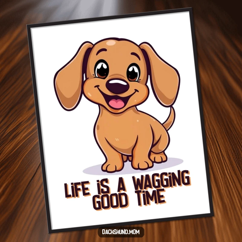 Funny Free Printable Dachshund Wall Art: A stylized dog body with a huge, happy, wagging tail.