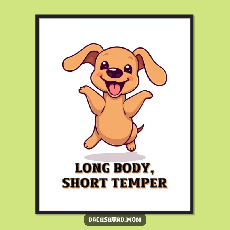 Free Printable Wall Art: Funny Kawaii Dachshund Joyful Hop for Whimsical Downloadable Decor