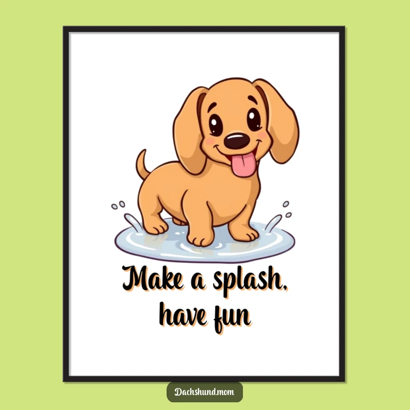 Funny Free Printable Wall Art: Splashy Dachshund - Cute Downloadable Art!