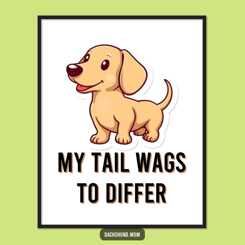 Free Printable Wall Art: Happy Dachshund Wagging Tail - Cheerful Decor Download