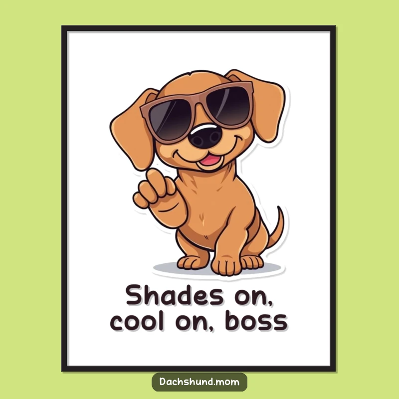 Funny Free Printable Kawaii Dachshund Sunglasses Art: Cool Point Downloadable Decor