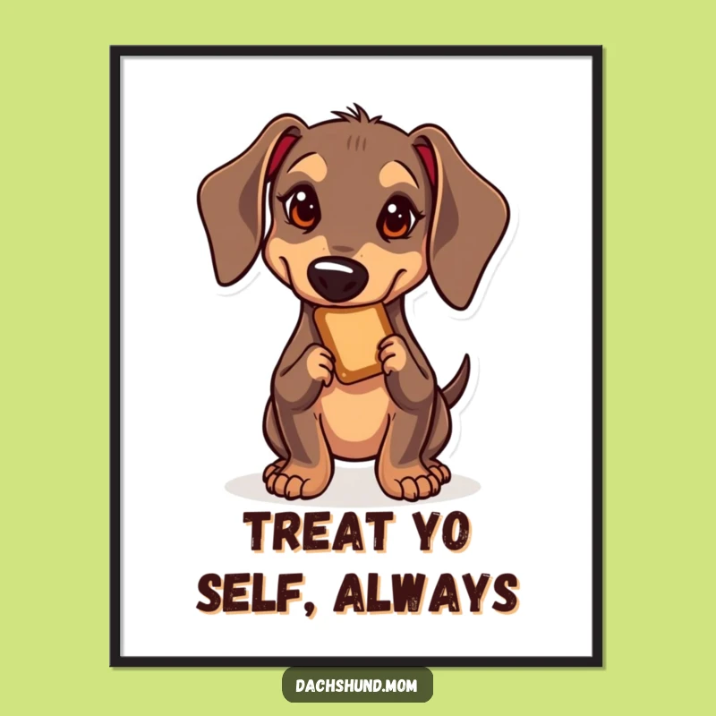 Free Printable Wall Art: Kawaii Dachshund Treat Heist Downloadable Decor