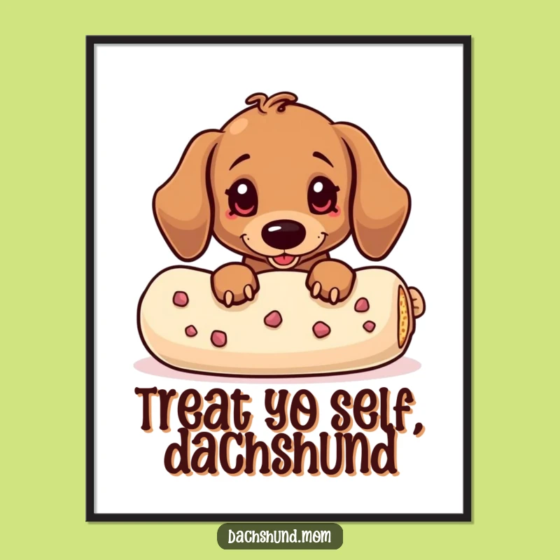 Free Printable Wall Art: Kawaii Dachshund Treat Sneak, Humorous Dog Decor