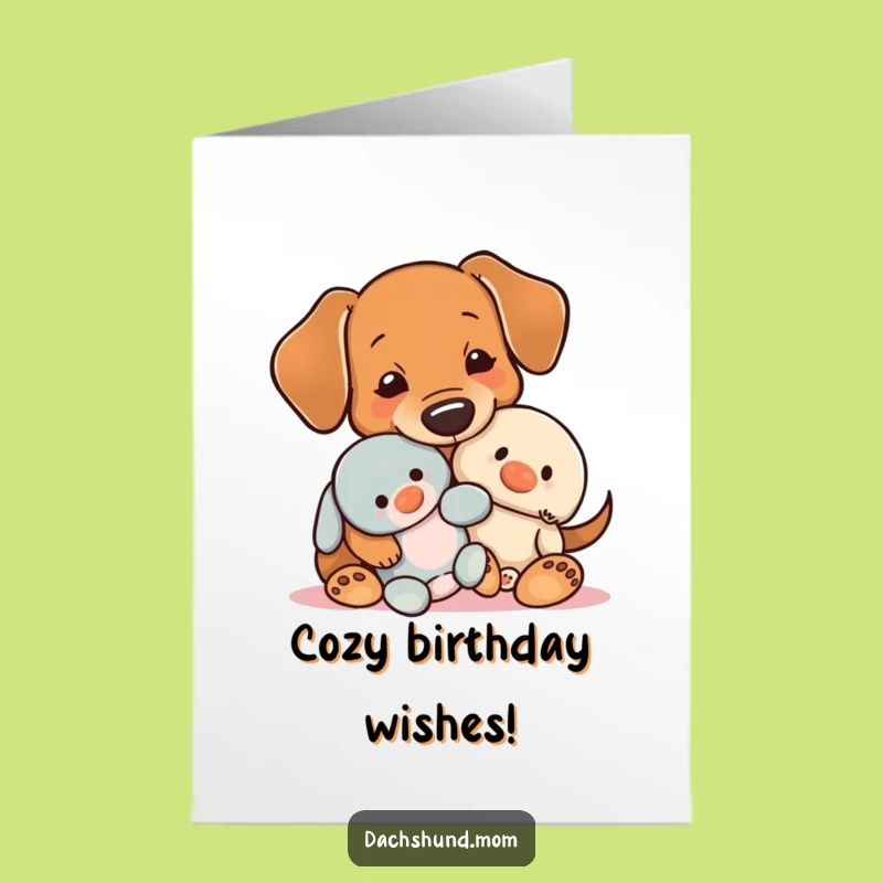 Free Printable Birthday Card: Cute Dachshund & Plush, Sweet DIY Downloadable Gift!