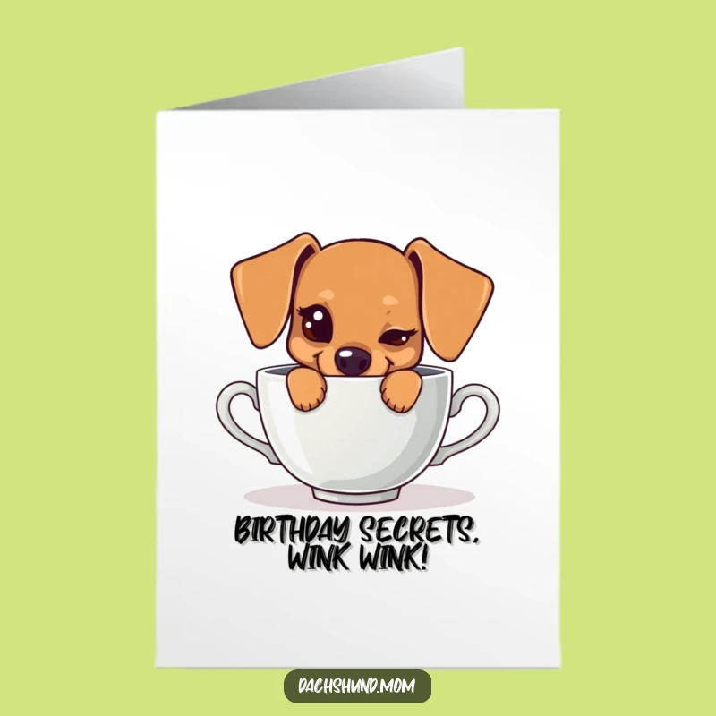 Free Printable Bday Card: Kawaii Dachshund Teacup - Cute Downloadable Gift!