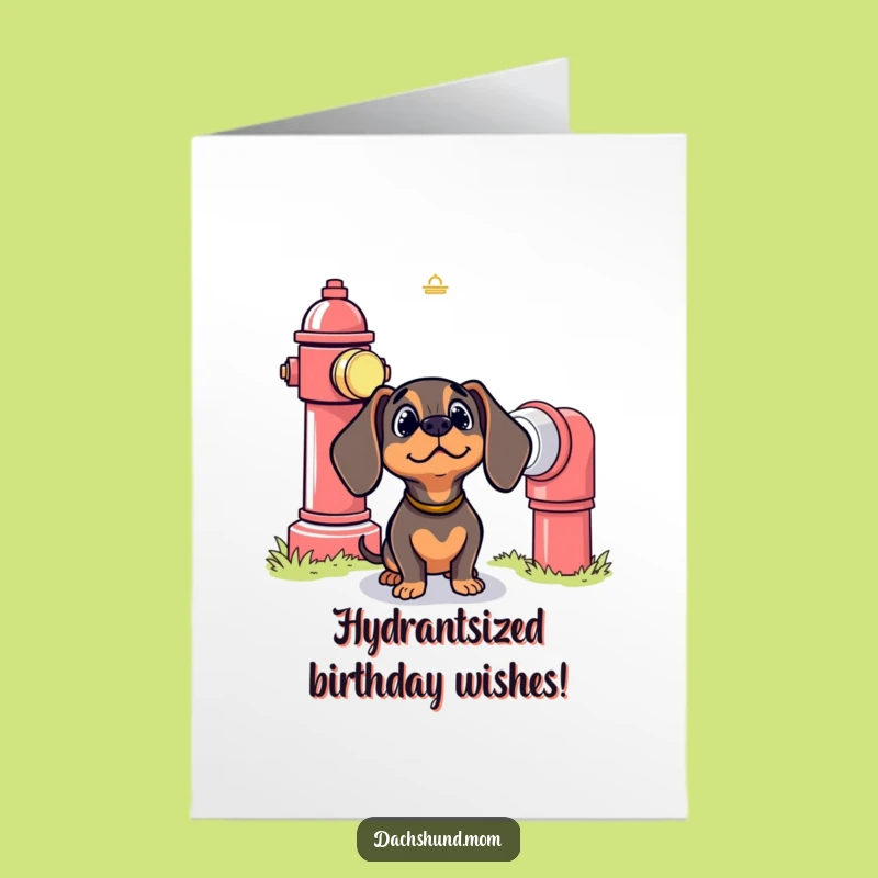 Free Printable Birthday Card: Dachshund Hydrant Surprise, Hilarious Doggy Birthday Gift