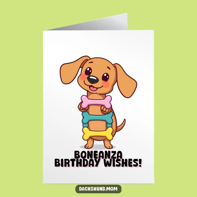 Free Printable Birthday Card: Kawaii Dachshund Bone Balance for a Fun Downloadable Gift