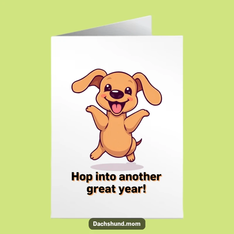 Free Printable Birthday Card: Kawaii Dachshund Joyful Hop for a Fun Downloadable Gift