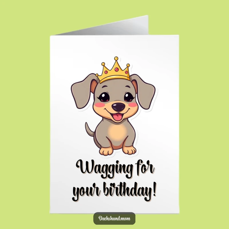 Free Printable Funny Birthday Card: Royal Dachshund Crown Celebration