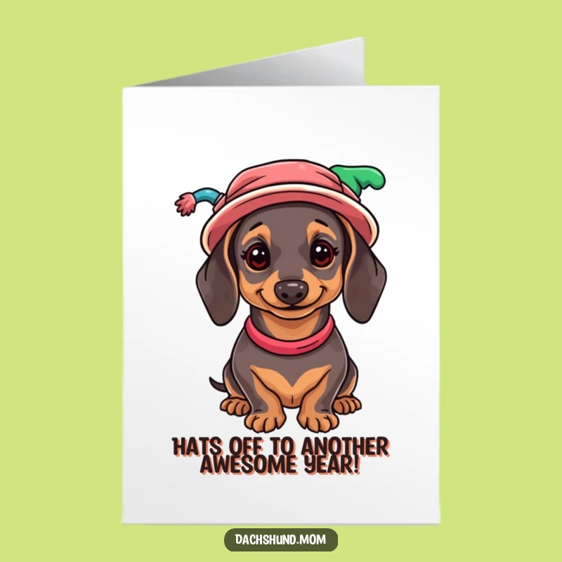 Free Printable Funny Dachshund Hat Birthday Card - Quirky DIY Downloadable Gift