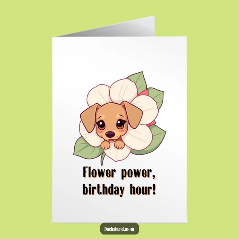 Free Printable Kawaii Dachshund Birthday Card: Funny Doggo Peek-a-Boo Downloadable Gift