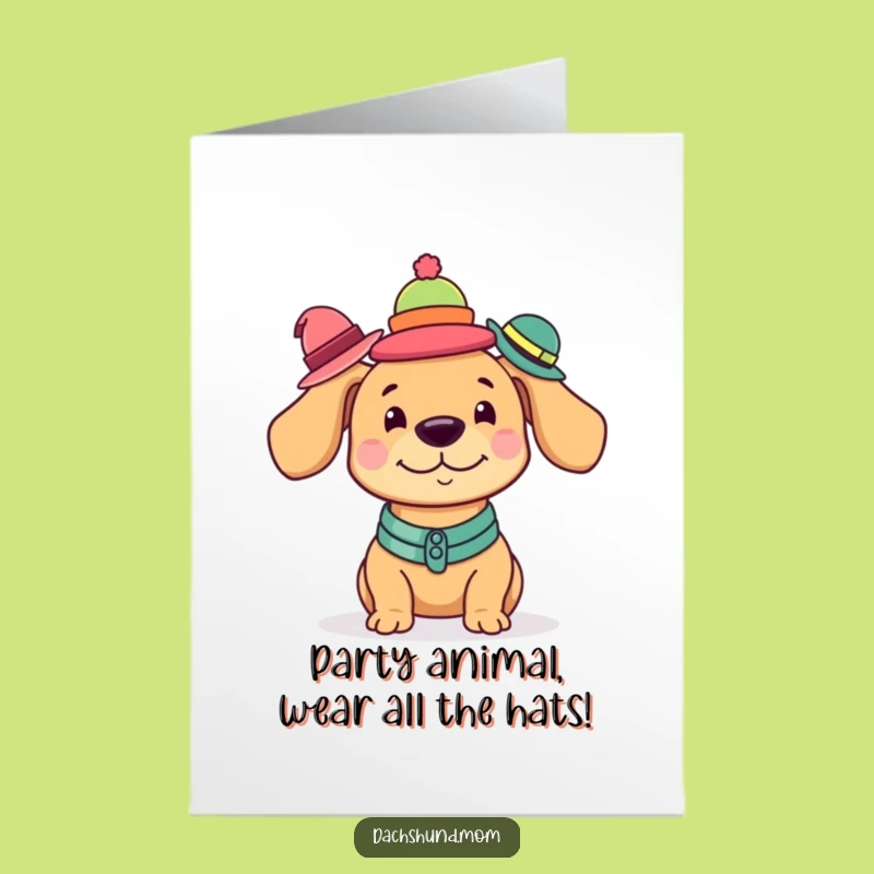 Free Printable Birthday Card: Funny Dachshund Hat Balance Card for Whimsical Celebrations