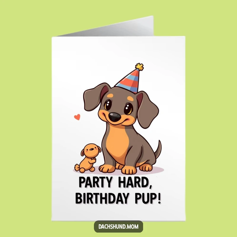 Free Printable Kawaii Dachshund Birthday Card: Party Juggling Fun Downloadable