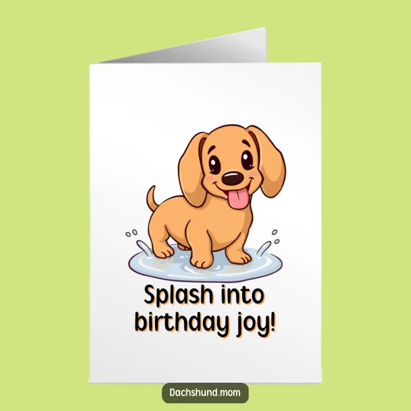 Free Printable Bday Card: Splashy Dachshund - Cute Downloadable Fun Gift!