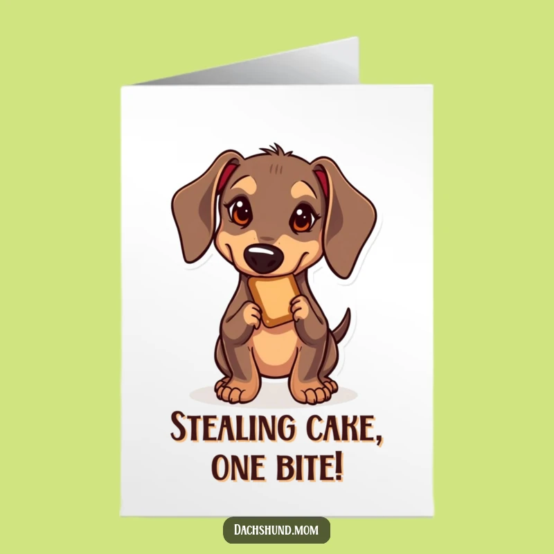 Free Printable Birthday Card: Sneaky Dachshund Treat Heist Downloadable