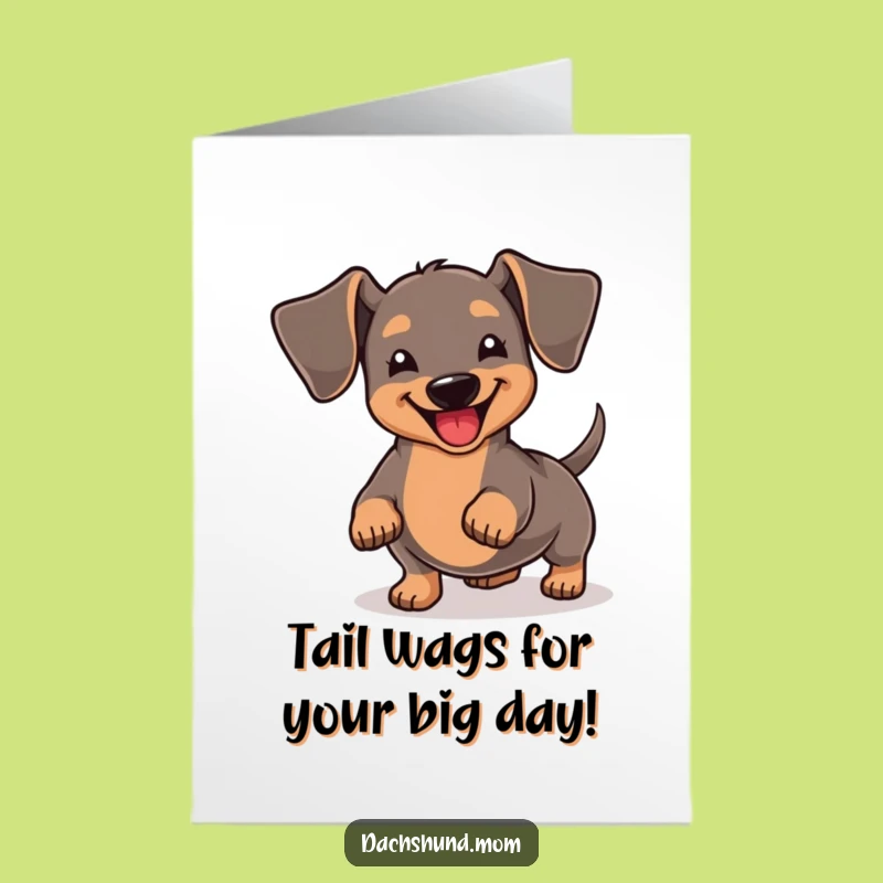 Free Printable Birthday Card: Joyful Kawaii Dachshund Wiggle