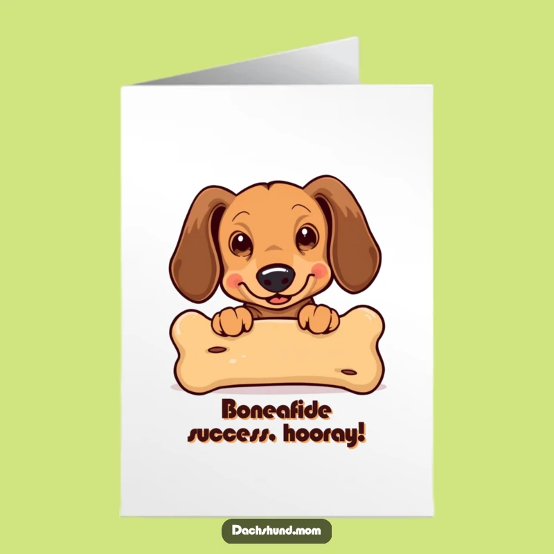 Free Printable Kawaii Dachshund Congrats Card: Bone Obsessed Celebration Downloadable