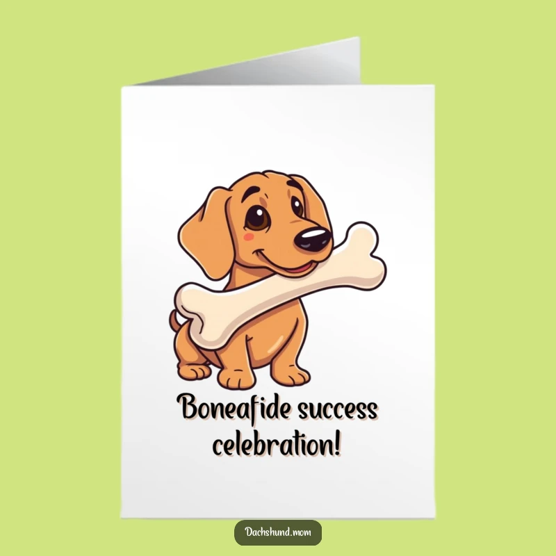 Free Printable Congrats Card: Dachshund & Huge Bone - Big Win Download