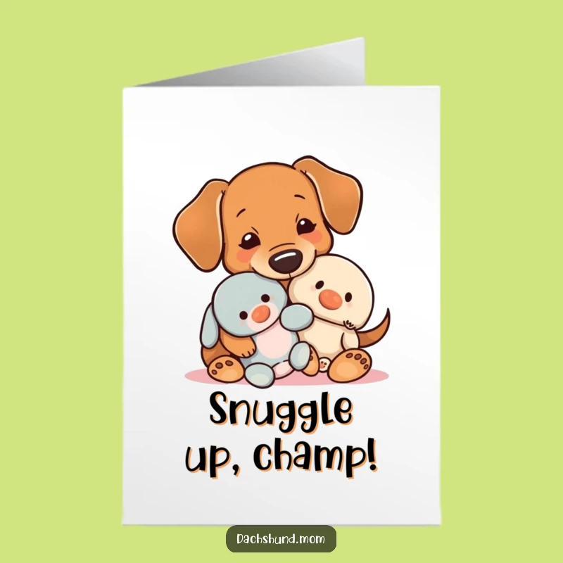 Free Printable Congrats Card: Dachshund & Plush, Charming Downloadable Gift!