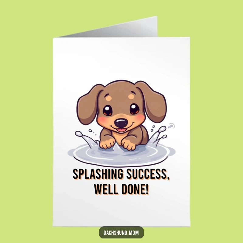 Free Printable Congrats Card: Dachshund's Puddle Splash Celebration