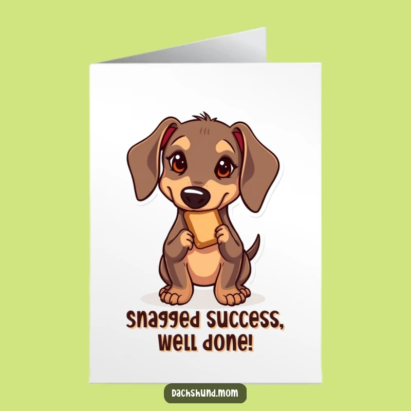 Free Printable Congrats Card: Dachshund Treat Mission Downloadable