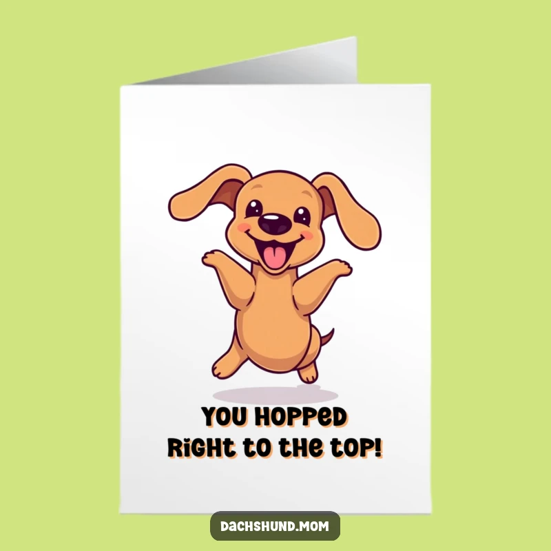Free Printable Congrats Card: Kawaii Dachshund Joyful Hop for a Celebratory Downloadable Gift