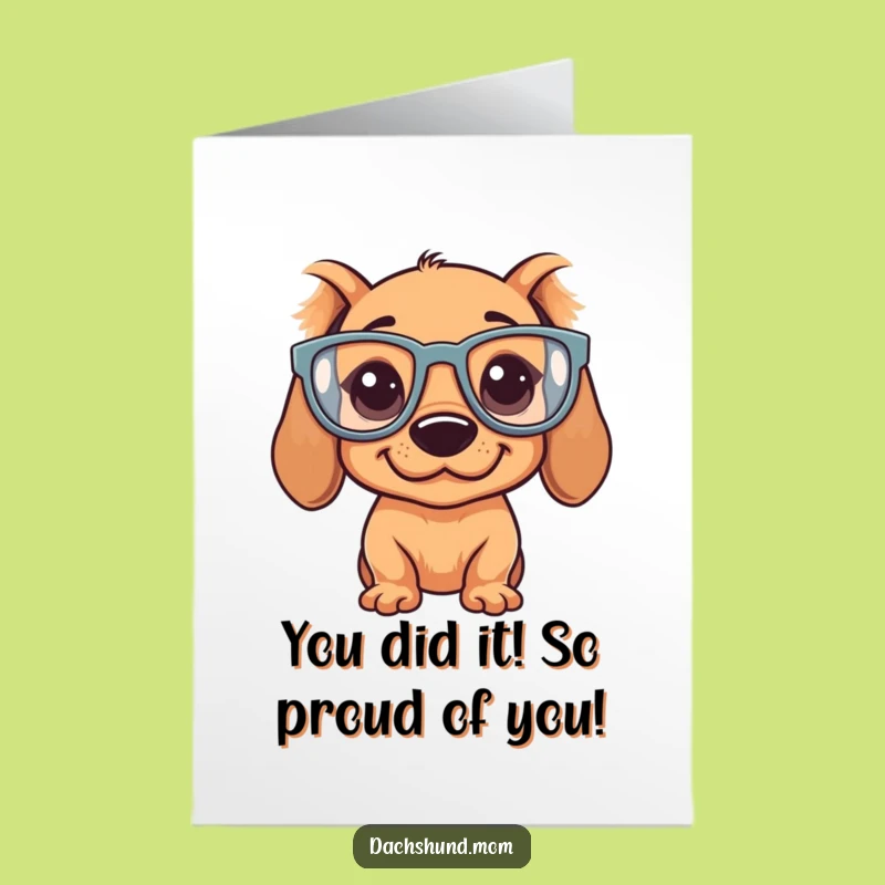 Free Printable Dachshund Congrats Card: Silly Dog Glasses For Your Big Win