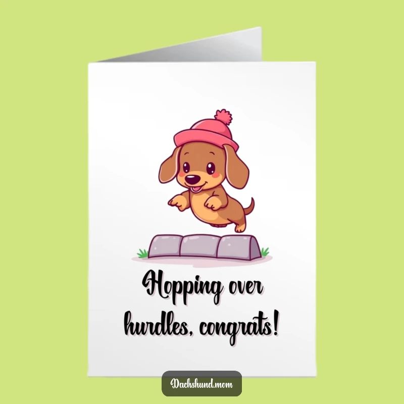 Free Printable Dachshund Congrats Card: Silly Hat Pup for a Funny Downloadable