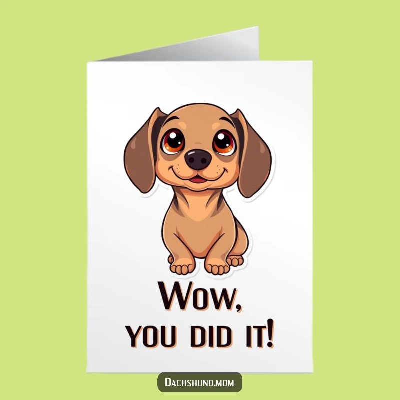 Free Printable Kawaii Dachshund Congrats Card: Sparkle Eyes Wonder Funny Downloadable Gift