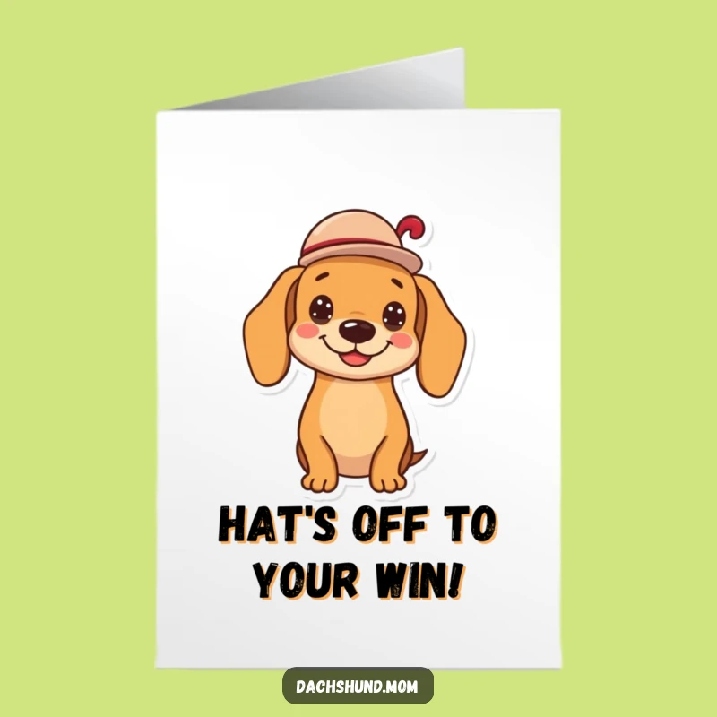 Free Printable Congrats Card: Kawaii Dachshund Hats Off for a Joyful Downloadable Gift