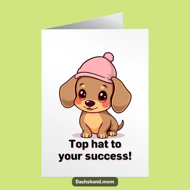 Free Printable Congrats Card: Dachshund with Hat, Amazing Downloadable Gift!