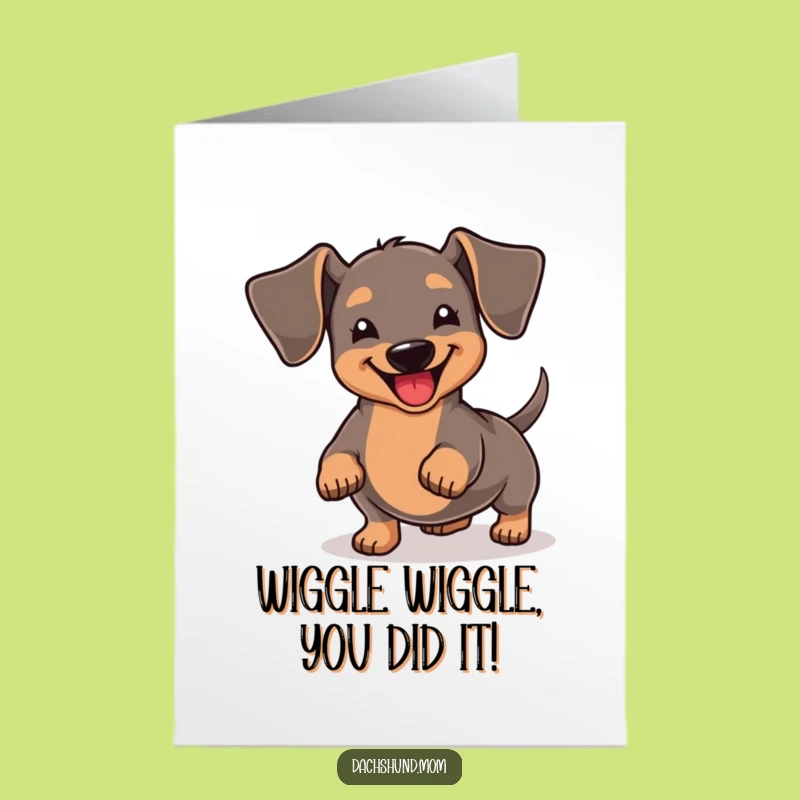 Free Printable Congrats Card: Kawaii Dachshund's Happy Wiggle