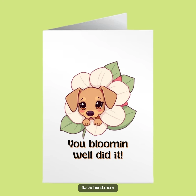 Free Printable Kawaii Dachshund Card: Funny Congratulations Downloadable Gift for Dog Lovers