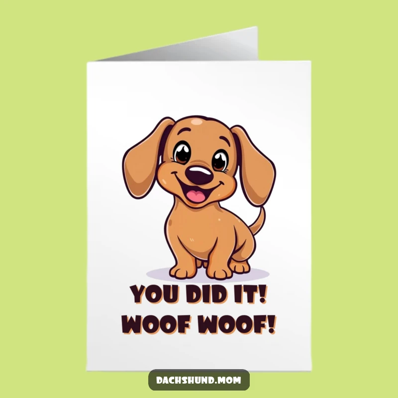 Free Printable Dachshund Card: Wagging Tail Congratulations Surprise Downloadable