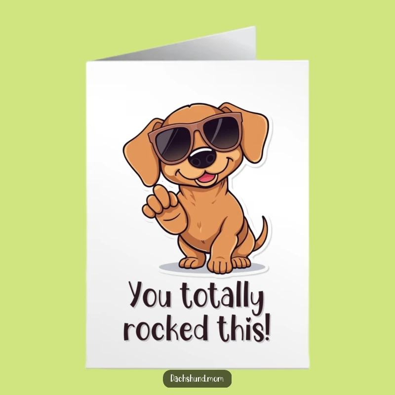 Free Printable Kawaii Dachshund Congrats Card: Styley Pointing Downloadable