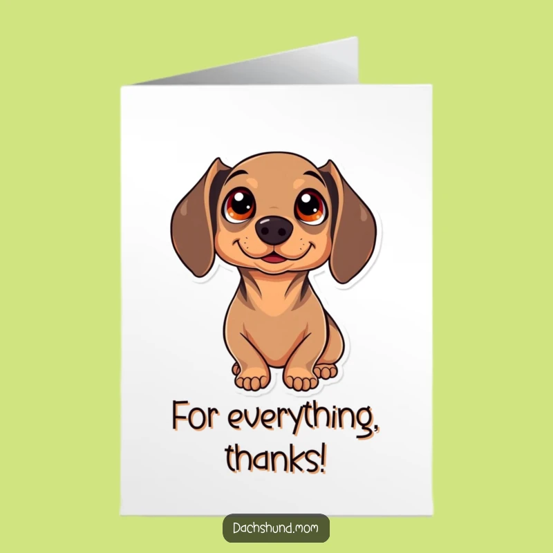 Free Printable Kawaii Dachshund Thank You Card: Sparkle Eyes Wonder Funny Downloadable Gift