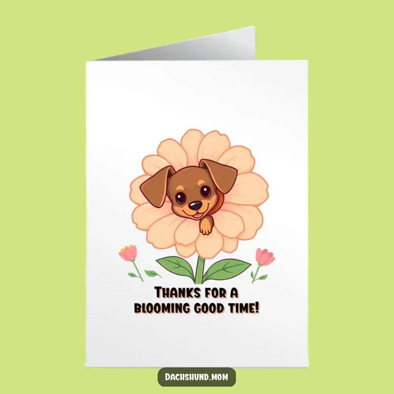 Free Printable Dachshund Thank You Card: Flower Pup for a Sweet Downloadable