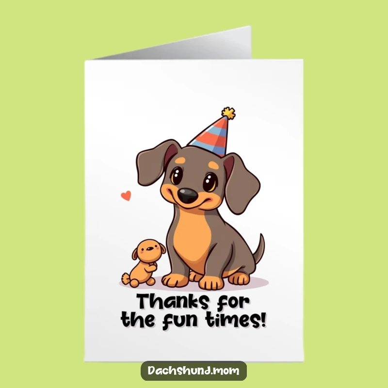 Free Printable Kawaii Dachshund Thank You Card: Playful Juggling Downloadable